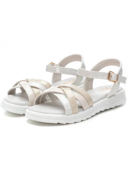 SANDALIA NIÑA BEIGE BALNCO